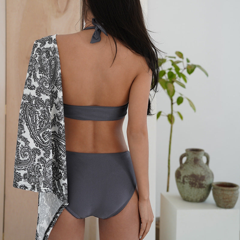 Swimsuit with Sexy Back Design, Slimming Effect, Conservative Bikini for Hot Springs