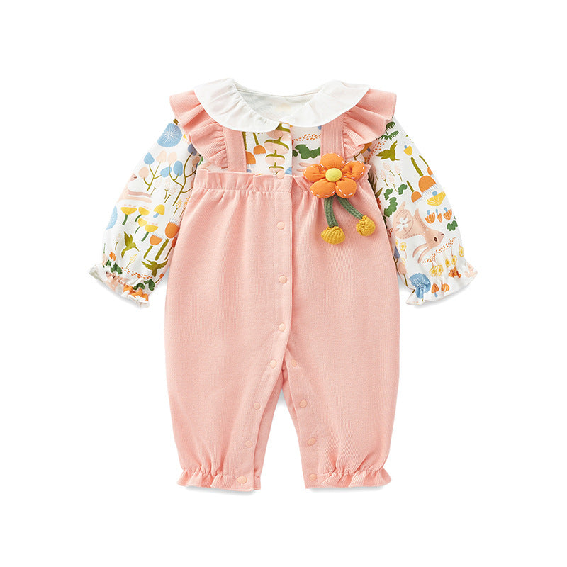 Infant Cotton Romper Long Sleeve Bodysuit for Newborn Baby Girls Spring and Autumn