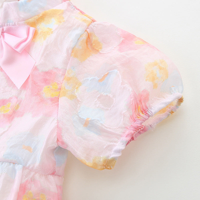 Cute Baby Girl Summer Onesie, Double Layer Princess Romper for Newborns and Toddlers