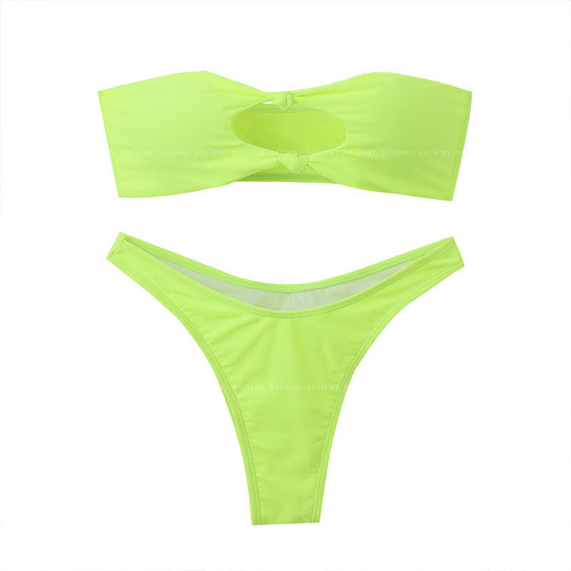 Sexy High-Waisted Triangular Bikini, Small Bust Enhancing