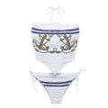 Sailor Style Bikini Sexy Back Pattern Two-Piece Triangular Swimwear for Women